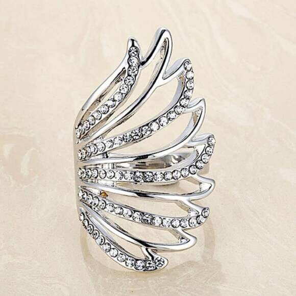 Sterling Silver Resizable Angel Wing Ring - Picture 2 of 4